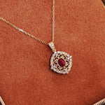 Load image into Gallery viewer, S925 sterling silver women's light luxury high-end golden hollowed-out ruby necklace, a versatile necklace for daily commuting
