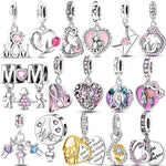 Load image into Gallery viewer, Original 925 Sterling Silver Charms Heart Bead Love Mom Pendant Fit Original Bracelet For Women DIY Jewelry Mother's Day Gift
