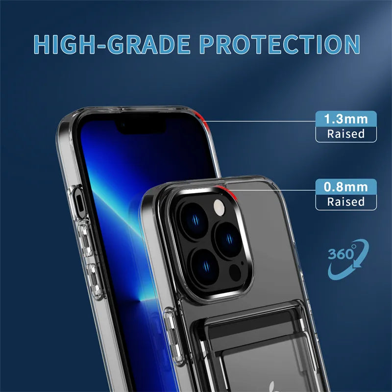 Luxury Transparent Card Slot Holder Wallet Case