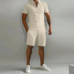 Load image into Gallery viewer, Mens Summer Clothing Set Polo Shirt Casual Loose Short Sleeve Shorts Sports Outfit Gym Beach Wear Comfortable 2 Piece
