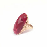 Load image into Gallery viewer, 585 purple gold plated 14K rose gold Luxury large oval ruby rings for women Fashion wedding engagement jewelry adjustable
