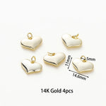 Load image into Gallery viewer, 4pcs/lot 14K 18K Gold Plated Heart Charm with Jump Ring Necklace Making Supplies Solid Love Pendant For DIY Jewelry Accessories
