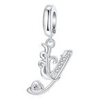 Load image into Gallery viewer, 925 Sterling Silver  A-Z 26 English Letters Retro Fashion Pendant Fit Original Bracelet Charm Beads Necklace Diy Female Jewelry
