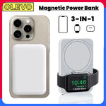 Load image into Gallery viewer, 3 in 1 Magnetic Wireless Power Bank Portable Charger Fast Charging Powerbank 10000mAh External Battery For iPhone iWatch AirPods
