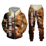 Load image into Gallery viewer, Men Zipper Hoodie Suit Autumn Winter Tracksuit Animal Lion 3D Print Sweatshirts Pants Sets Casual Oversize Clothing High-quality
