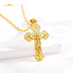 Load image into Gallery viewer, High - Quality 24K AU9999 Gold Cross Necklace for Men &amp; Women, 45cm Long, Fashion - forward
