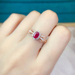 Load image into Gallery viewer, S925 Sterling Silver Natural Ruby Ring Lightweight Luxury Sophisticated Design Festive Gift Showcasing Elegance Timeless Romance
