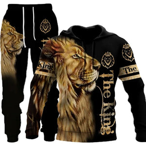 New Animal 3D Tiger Printed Hoodie + Pants Suit Cool Men/Women 2 Pcs Sportwear Tracksuit Set Autumn And Winter Men's Clothing