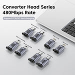 Load image into Gallery viewer, Elough USB C To Lightning adapter for iPhone 15 Fast charging Data Transfer type c to usb Adapter for IOS to Micro usb Android

