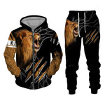 Load image into Gallery viewer, Men Zipper Hoodie Suit Autumn Winter Tracksuit Animal Lion 3D Print Sweatshirts Pants Sets Casual Oversize Clothing High-quality
