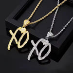 Load image into Gallery viewer, Fashion XO Necklace Cubic Zirconia Letter Pendant Sweater Chain Light Luxury Hip Hop  Party Jewelry Accessories For Men Women
