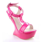 Load image into Gallery viewer, Open Toe Strange Style Heels Sandals Women Sexy T-Strap Solid Round Toe Street Party Sandals New Candy Color Sweet Hotties Shoes
