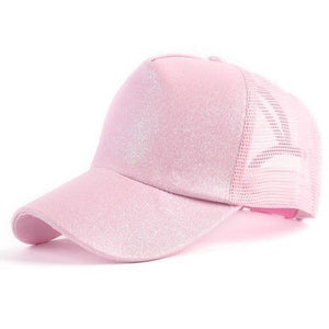 Glitter Ponytail Snapback Hat