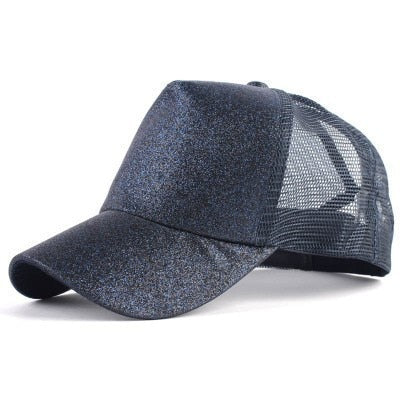 Glitter Ponytail Snapback Hat