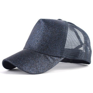 Glitter Ponytail Snapback Hat