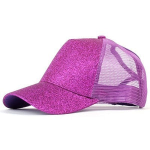 Glitter Ponytail Snapback Hat