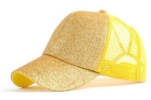Glitter Ponytail Snapback Hat