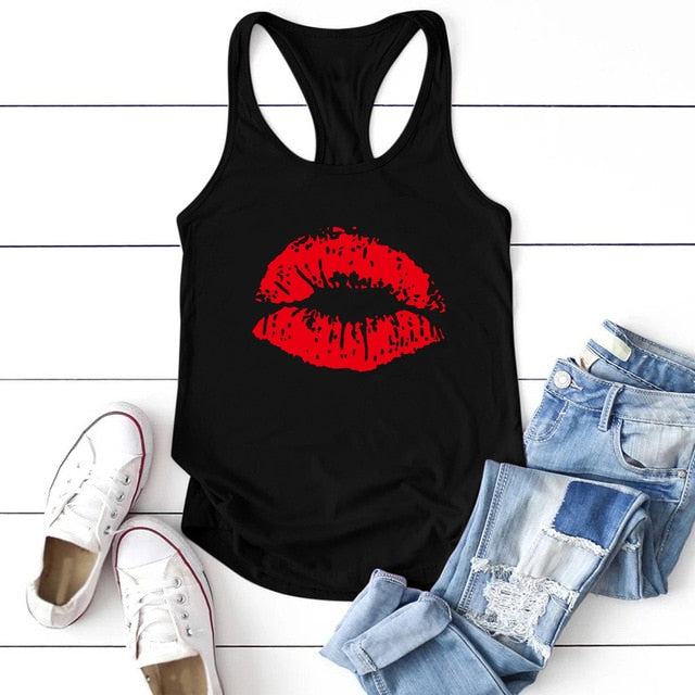 Red Sexy Lips Tank Top