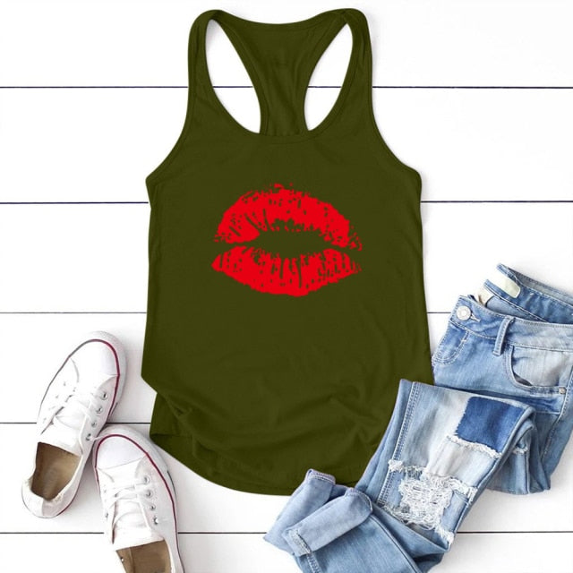 Red Sexy Lips Tank Top