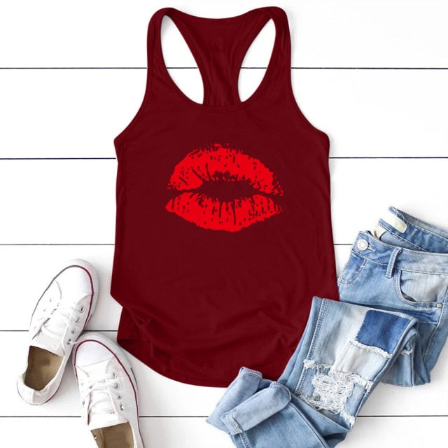 Red Sexy Lips Tank Top