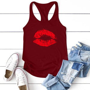 Red Sexy Lips Tank Top