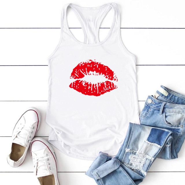 Red Sexy Lips Tank Top